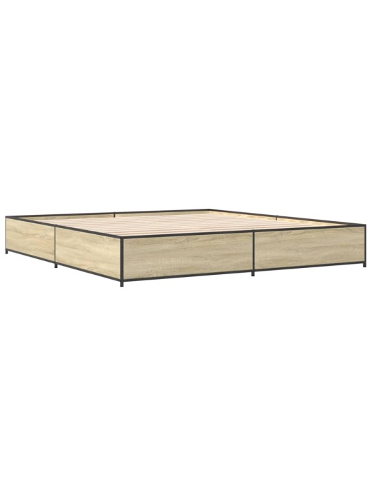 Rám postele dub sonoma 200 x 200 cm kompozitní dřevo a kov