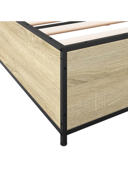 Rám postele dub sonoma 200 x 200 cm kompozitní dřevo a kov