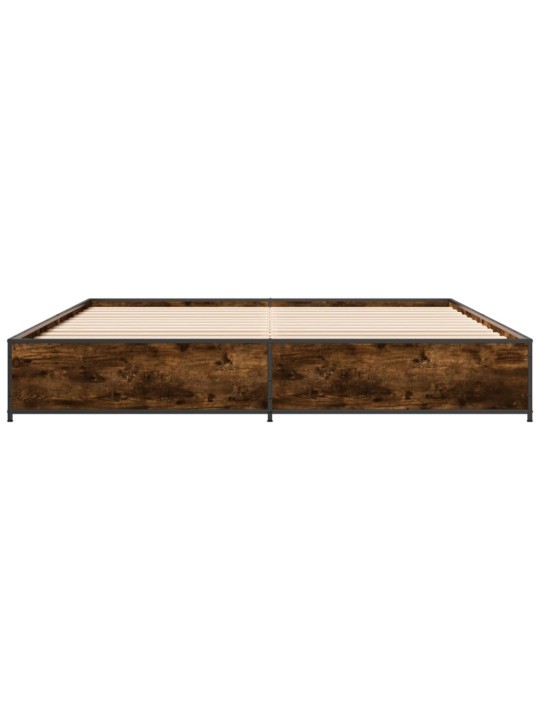 Rám postele kouřový dub 200 x 200 cm kompozitní dřevo a kov