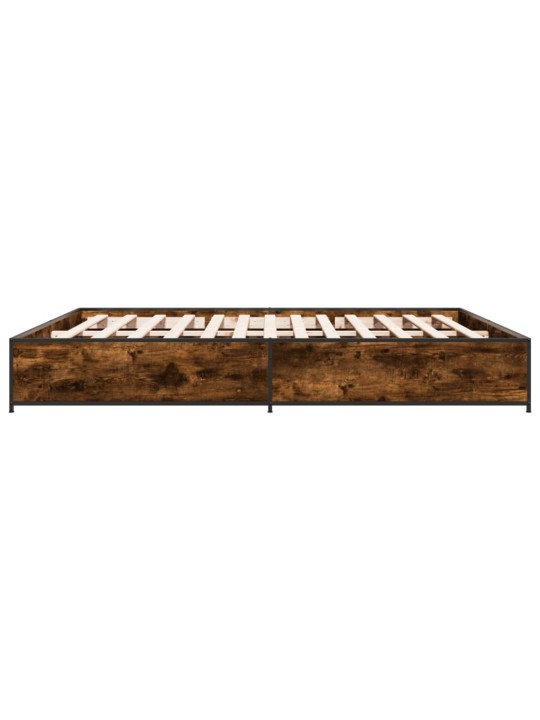 Rám postele kouřový dub 200 x 200 cm kompozitní dřevo a kov