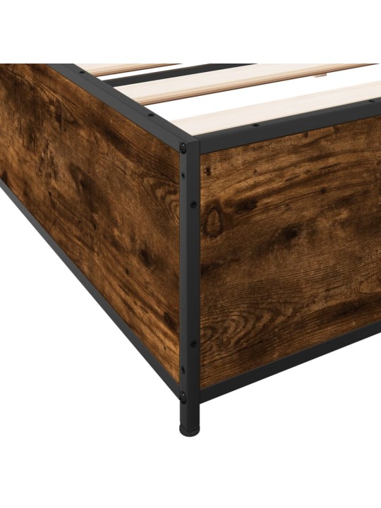 Rám postele kouřový dub 200 x 200 cm kompozitní dřevo a kov