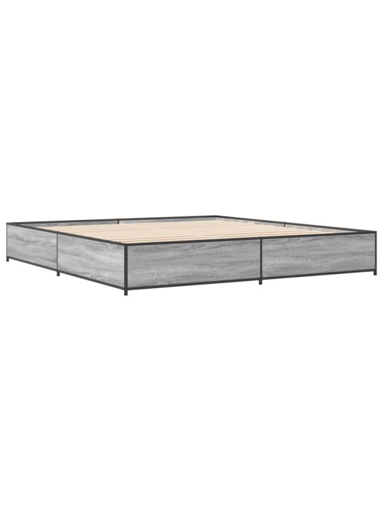 Rám postele šedý sonoma 200 x 200 cm kompozitní dřevo a kov