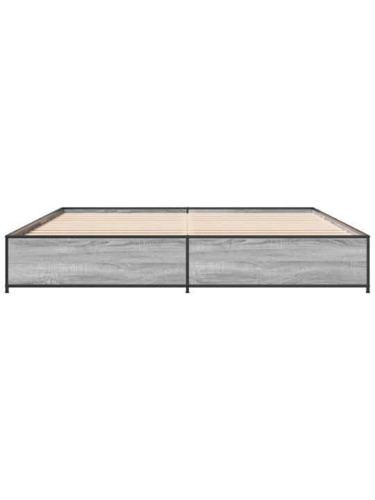 Rám postele šedý sonoma 200 x 200 cm kompozitní dřevo a kov