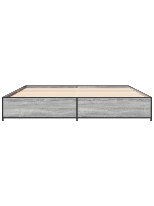 Rám postele šedý sonoma 200 x 200 cm kompozitní dřevo a kov