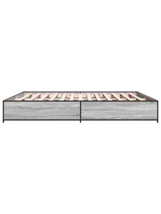 Rám postele šedý sonoma 200 x 200 cm kompozitní dřevo a kov
