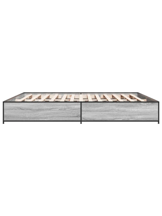 Rám postele šedý sonoma 200 x 200 cm kompozitní dřevo a kov