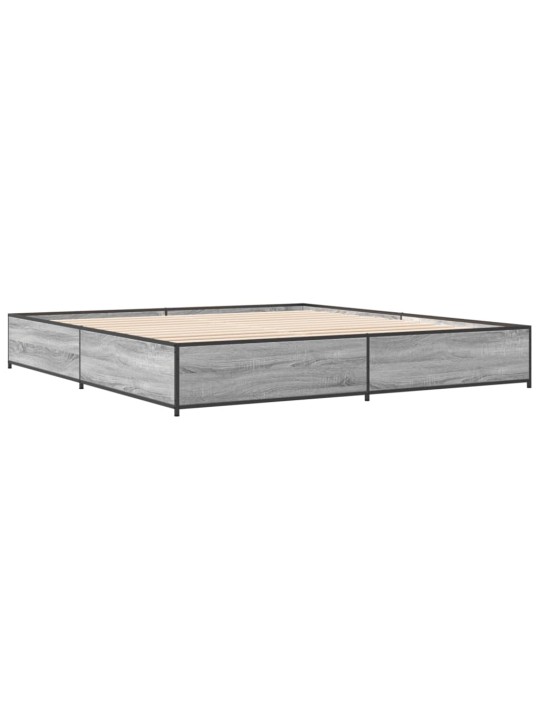 Rám postele šedý sonoma 200 x 200 cm kompozitní dřevo a kov
