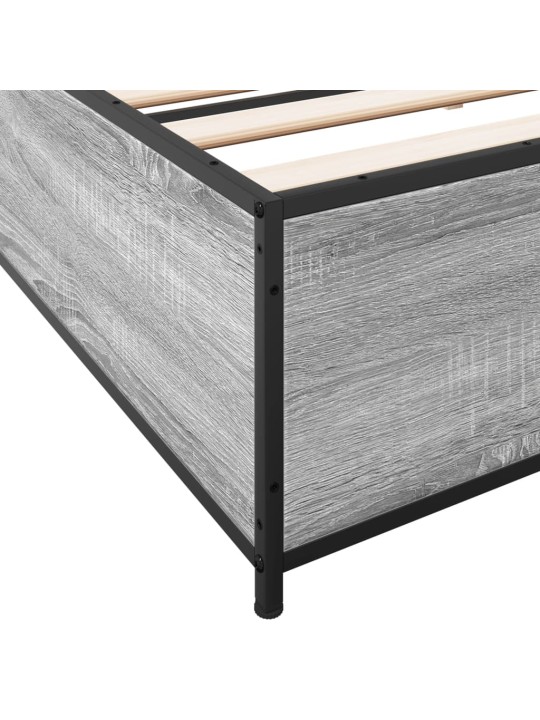 Rám postele šedý sonoma 200 x 200 cm kompozitní dřevo a kov