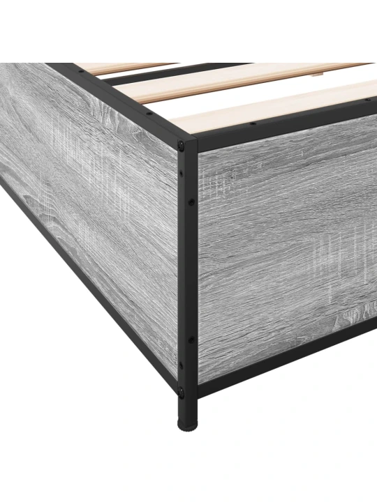 Rám postele šedý sonoma 200 x 200 cm kompozitní dřevo a kov