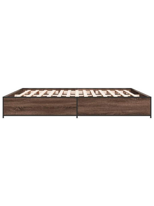 Rám postele hnědý dub 200 x 200 cm kompozitní dřevo a kov