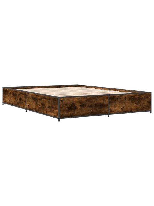 Rám postele kouřový dub 150 x 200 cm kompozitní dřevo a kov