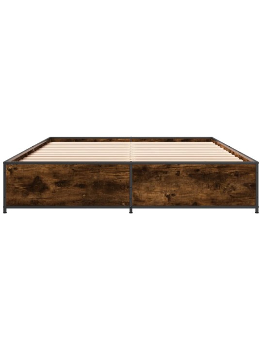 Rám postele kouřový dub 150 x 200 cm kompozitní dřevo a kov