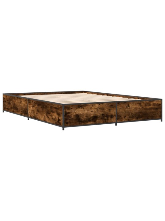 Rám postele kouřový dub 150 x 200 cm kompozitní dřevo a kov