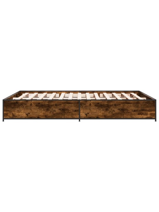 Rám postele kouřový dub 135 x 190 cm kompozitní dřevo a kov