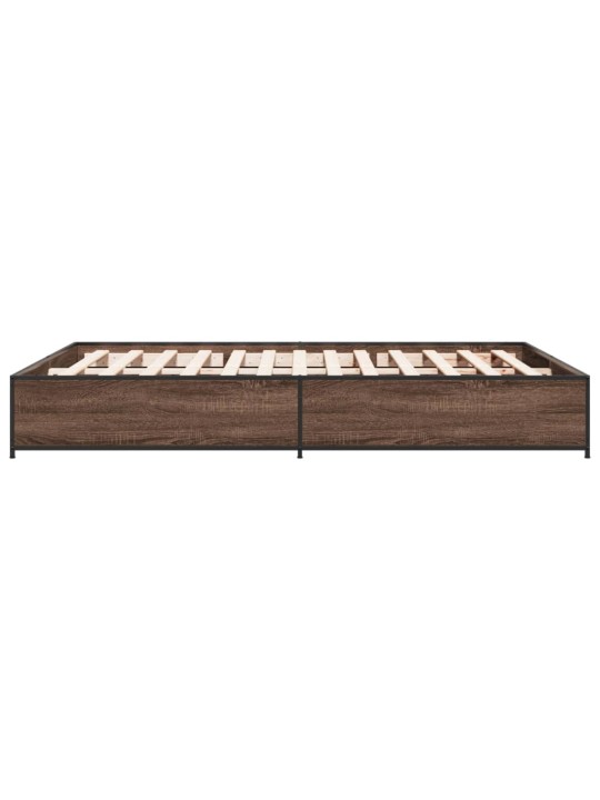 Rám postele hnědý dub 135 x 190 cm kompozitní dřevo a kov