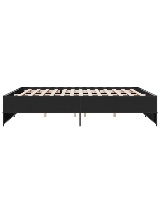 Rám postele černý 200 x 200 cm kompozitní dřevo a kov