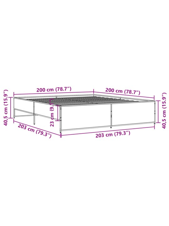 Rám postele černý 200 x 200 cm kompozitní dřevo a kov