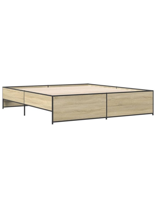 Rám postele dub sonoma 200 x 200 cm kompozitní dřevo a kov