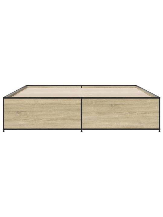 Rám postele dub sonoma 200 x 200 cm kompozitní dřevo a kov
