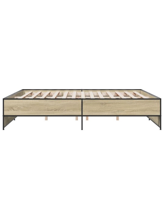 Rám postele dub sonoma 200 x 200 cm kompozitní dřevo a kov