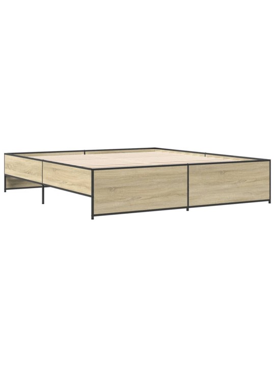 Rám postele dub sonoma 200 x 200 cm kompozitní dřevo a kov