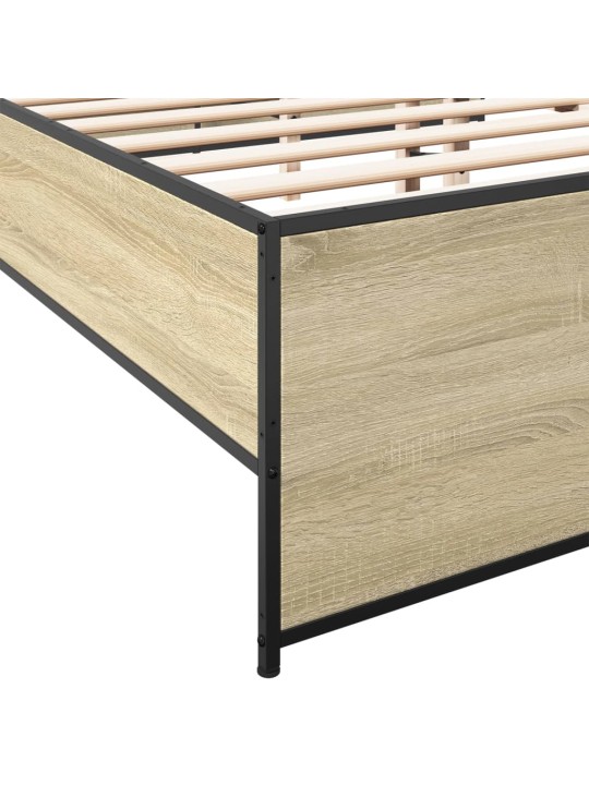 Rám postele dub sonoma 200 x 200 cm kompozitní dřevo a kov
