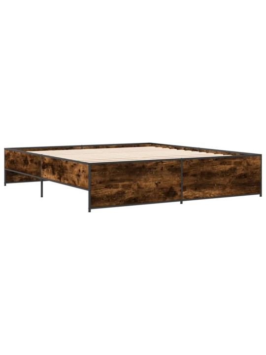 Rám postele kouřový dub 200 x 200 cm kompozitní dřevo a kov