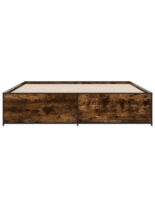 Rám postele kouřový dub 200 x 200 cm kompozitní dřevo a kov