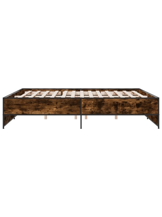 Rám postele kouřový dub 200 x 200 cm kompozitní dřevo a kov