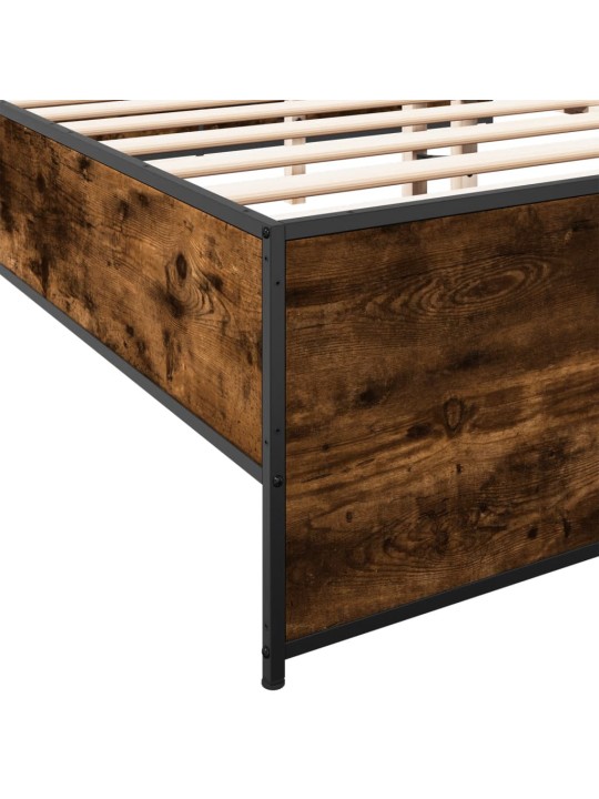 Rám postele kouřový dub 200 x 200 cm kompozitní dřevo a kov