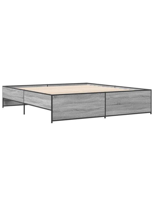 Rám postele šedý sonoma 200 x 200 cm kompozitní dřevo a kov