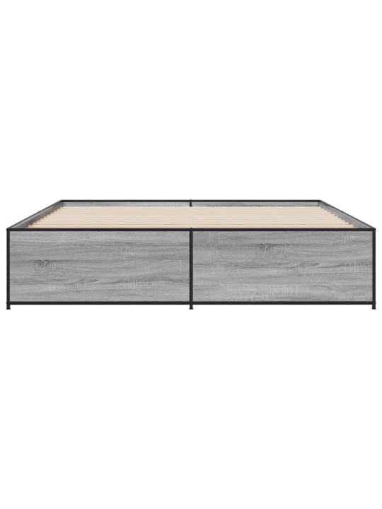 Rám postele šedý sonoma 200 x 200 cm kompozitní dřevo a kov