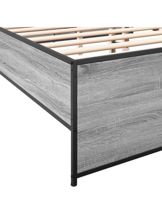 Rám postele šedý sonoma 200 x 200 cm kompozitní dřevo a kov