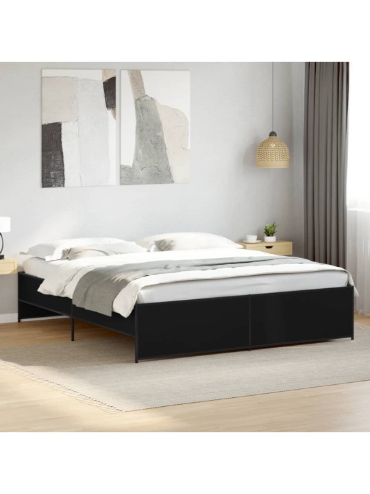 Rám postele černý 180 x 200 cm kompozitní dřevo a kov