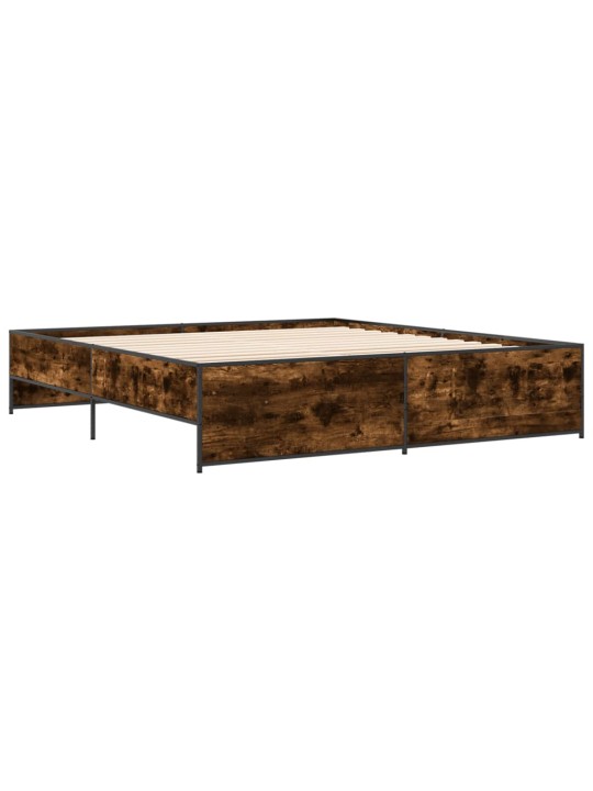 Rám postele kouřový dub 180 x 200 cm kompozitní dřevo a kov