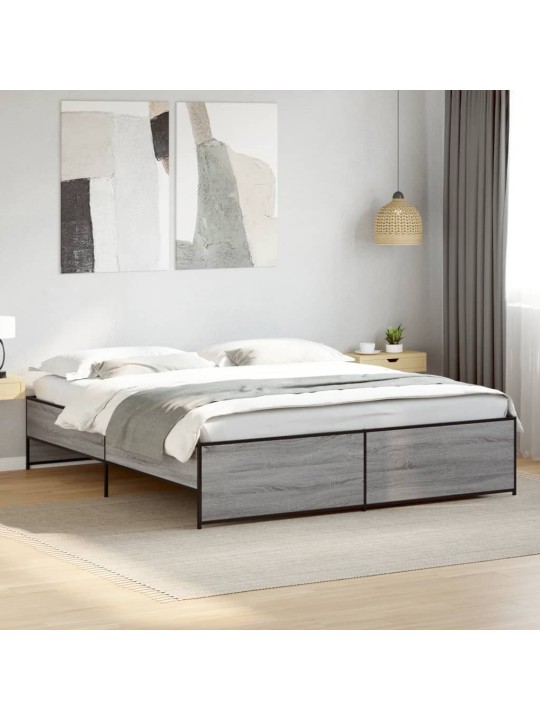 Rám postele šedý sonoma 180 x 200 cm kompozitní dřevo a kov