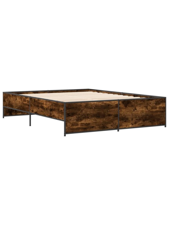 Rám postele kouřový dub 160 x 200 cm kompozitní dřevo a kov