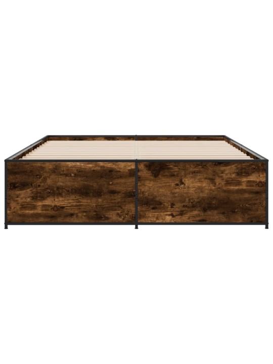 Rám postele kouřový dub 160 x 200 cm kompozitní dřevo a kov