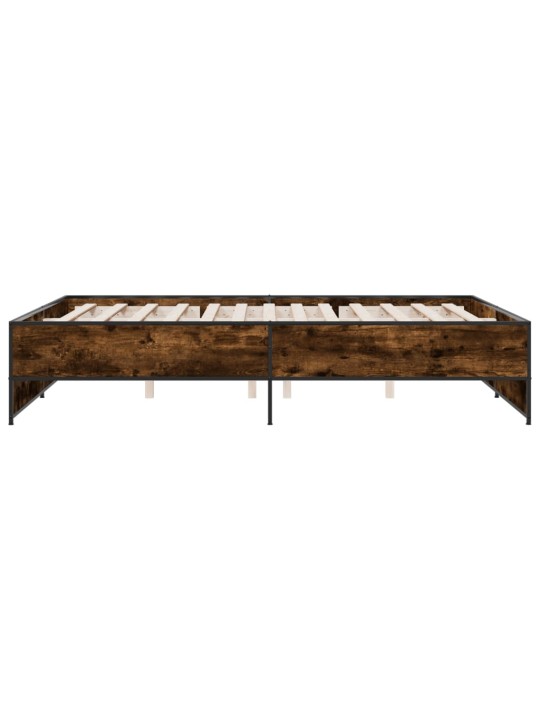 Rám postele kouřový dub 160 x 200 cm kompozitní dřevo a kov