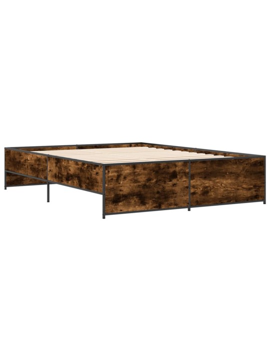 Rám postele kouřový dub 160 x 200 cm kompozitní dřevo a kov