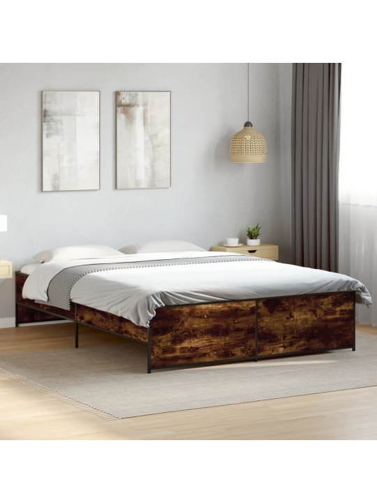 Rám postele kouřový dub 160 x 200 cm kompozitní dřevo a kov
