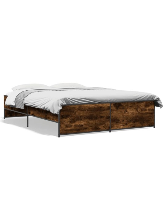 Rám postele kouřový dub 150 x 200 cm kompozitní dřevo a kov
