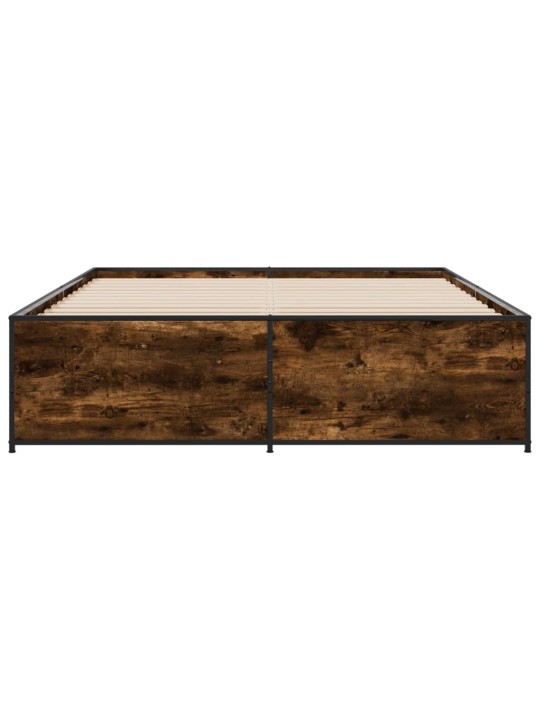 Rám postele kouřový dub 150 x 200 cm kompozitní dřevo a kov