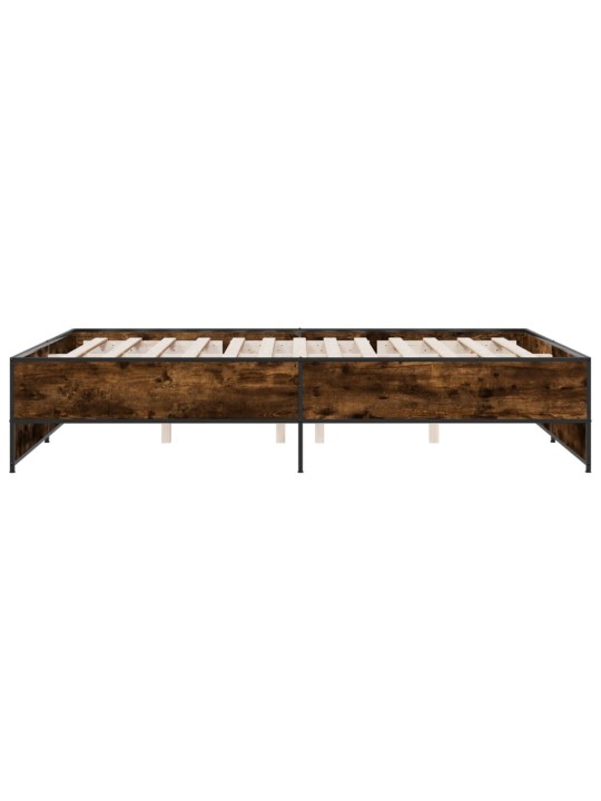Rám postele kouřový dub 150 x 200 cm kompozitní dřevo a kov