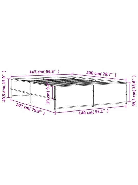 Rám postele černý 140 x 200 cm kompozitní dřevo a kov