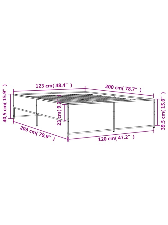 Rám postele černý 120 x 200 cm kompozitní dřevo a kov