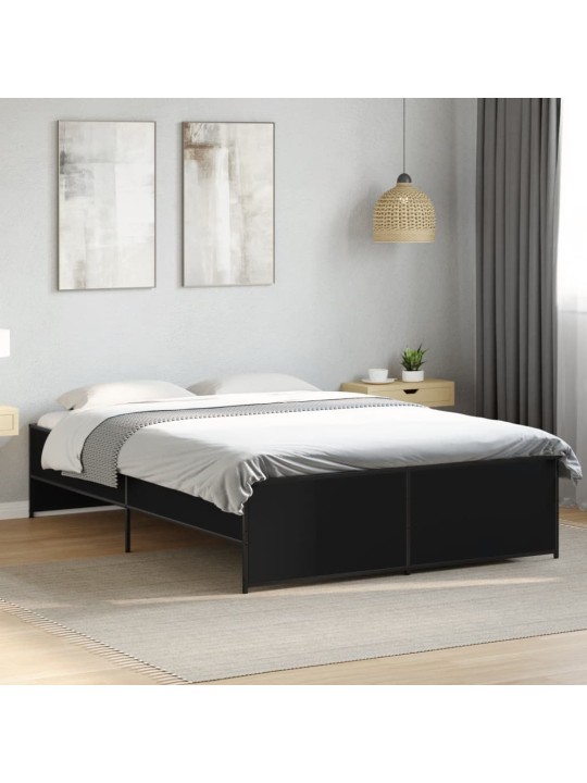 Rám postele černý 120 x 200 cm kompozitní dřevo a kov