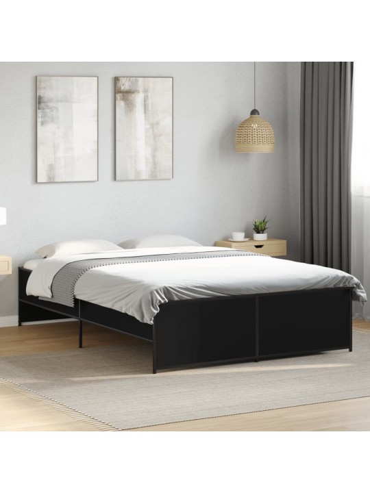 Rám postele černý 140 x 190 cm kompozitní dřevo a kov