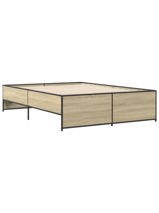 Rám postele dub sonoma 140 x 190 cm kompozitní dřevo a kov