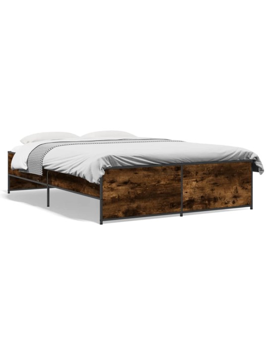 Rám postele kouřový dub 140 x 190 cm kompozitní dřevo a kov